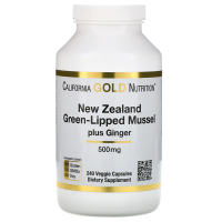 California Gold Nutrition, Новозеландский зеленогубый моллюск с имбирем, 500 мг, 240 капсул в растительной оболочке