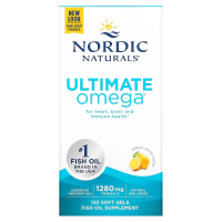 Nordic Naturals, Ultimate Omega, лимон, 1,280 мг, 120 желатиновых капсул