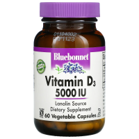 Bluebonnet Nutrition, Vitamin D3, 5000 МЕ, 60 Vegetable Capsules