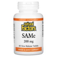 Natural Factors, SAMe, 200 мг, 60 таблеток медленного высвобождения