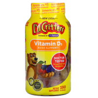 L'il Critters, Витамин D3, жевательные витаминные таблетки для укрепления костей, натуральный фруктовый вкус, 190 жевательных таблеток