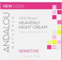 Andalou Naturals, Божественный ночной крем для чувствительной кожи, 1000 роз, 1.7 жидких унций (50 мл)