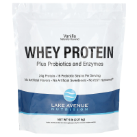 Lake Avenue Nutrition, Сывороточный протеин и пробиотики, ванильный вкус, 2270 г (5 фунтов)