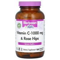 Bluebonnet Nutrition, Витамин C - 1000 мг в сочетании с плодами шиповника, 180 капсул в растительной оболочке
