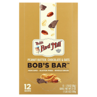 Bob's Red Mill, Bob's Bar, арахисовая паста, шоколад и овес, 12 батончиков, 50 г (1,76 унции)
