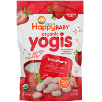 Happy Family Organics, Органик Yogis, Йогуртово-фруктовые снэки со вкусом клубники, 1 унция (28 г)