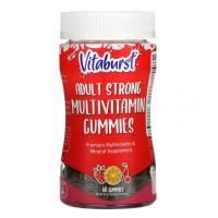 Vitaburst, Adult Strong Multivitamin Gummies, Strawberry, Orange & Cherry Flavors, 60 Gummies