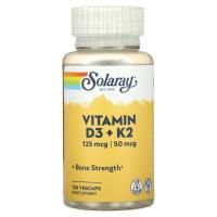 Solaray, Витамины D3 + K2 без сои, 120 капсул с оболочкой из ингредиентов растительного происхождения