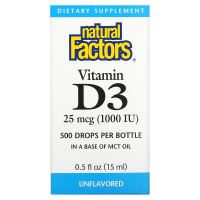 Natural Factors, Капли с витамином D3, 1000 МЕ, 0,5 жидкой унции (15 мл)