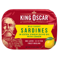 King Oscar, Wild Caught, Sardines In Extra Virgin Olive Oil With Lemon, 3.75 oz (106 g)