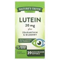 Nature's Truth, Лютеин с зеаксантином и черникой, 20 мг, 39 капсул быстрого действия