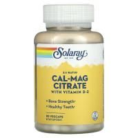 Solaray, Кальция и магния цитрат с витамином D2, 90 вегетарианских капсул