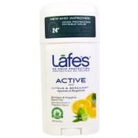 Lafe's Natural Bodycare, Твердый дезодорант, активная невидимая защита от запаха, цитрус и бергамот, 63 г
