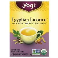 Yogi Tea, Египетская лакрица без кофеина, 16 чайных пакетиков, 1.27 унций (36 г)