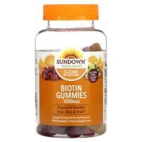 Sundown Naturals, Жевательные таблетки с биотином, виноград, апельсин и вишня, 1000 мкг, 130 жевательных таблеток