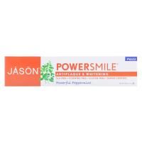Jason Natural, PowerSmile, отбеливающая паста против зубного налета, & Whitening Paste, яркий мятный вкус, 6 унц. (170 г)