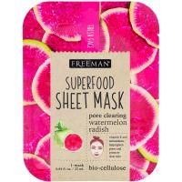 Freeman Beauty, Тканевая маска с суперфудами, арбуз и редька для очищения пор, 1 маска