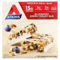 Atkins, Greek Yogurt Bar, Blueberry, 5 Bars, 1.69 oz (48 g) Each