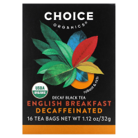 Choice Organic Teas, Органический декофеиновый чай «Английский завтрак», 16 чайных пакетиков, 1,1 унция (32 г)
