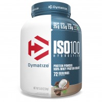 Dymatize Nutrition, ISO 100 — гидролизованный 100% изолят сывороточного белка, шоколад и кокос, 5 фунтов (2,3 кг)