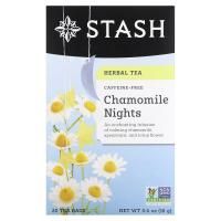 Stash Tea, "Ромашковые ночи", травяной чай с аптечной ромашкой, без кофеина, 20 чайных пакетиков, 0,6 унции (18 г)