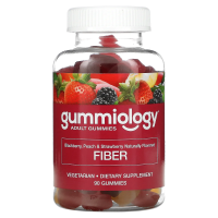 Gummiology, жевательная клетчатка, с натуральным вкусом персика, клубники и ежевики, 90 вегетарианских жевательных таблеток