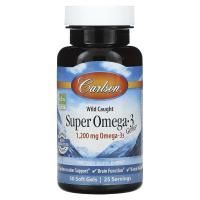 Carlson, Super Omega-3 Gems, высокоэффективные омега-3 кислоты из рыбы дикого улова, 1200 мг, 50 капсул (600 мг в 1 капсуле)