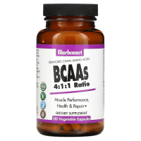 Bluebonnet Nutrition, BCAA с коэффициентом 4:1:1 (аминокислоты с разветвленной цепью), 120 вегетарианских капсул