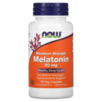 NOW Foods, Мелатонин максимальной силы, 20 мг, 90 растительных капсул