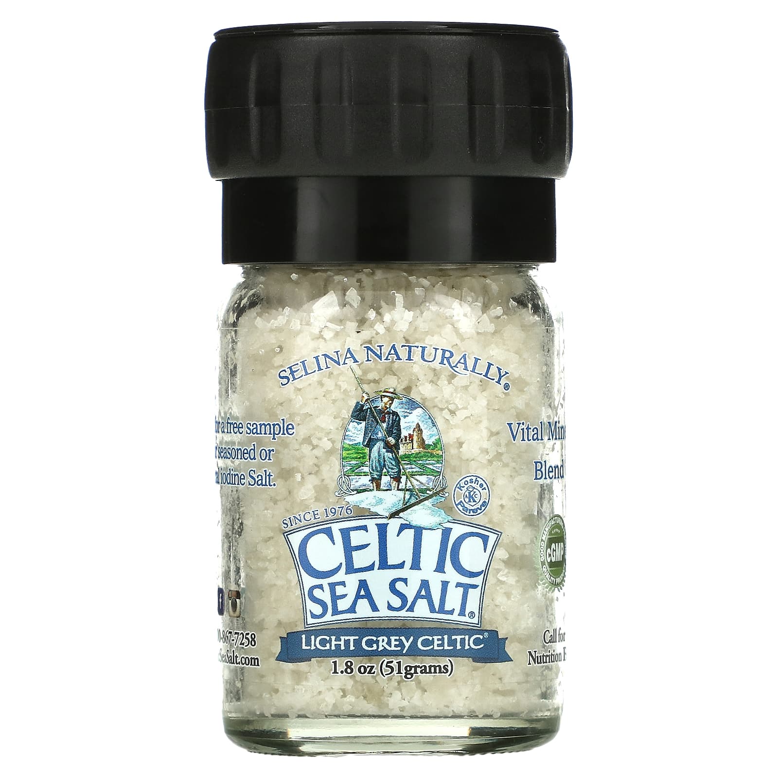 Celtic Sea Salt, Мини-мельничка с солью, светло-серая соль Кельтского моря,  1,8 унции (51 г) – купить в Москве.