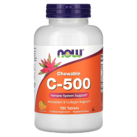 Now Foods, Витамин С «Жевательный C-500» со вкусом апельсинового сока, 100 таблеток