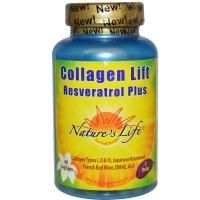 Nature's Life, Collagen Lift, с ресвератролом, 60 растительных капсул