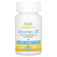 Super Nutrition, Simply One, Vitamin D3, 50000 МЕ, 50 Softgels