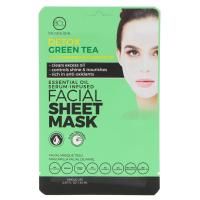 BCL, Be Care Love, Маска-пленка для лица с сывороткой и эфирными маслами, Выводящий токсины зеленый чай, 1 маска
