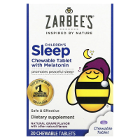Zarbee's, Для детей, сон с добавкой мелатонина, натуральные виноград, 30 жевательных таблеток