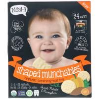NosH!, Baby Shaped Munchables, органические вафли для прорезывания зубов, сладкий картофель и тыква, 12 упаковок по 0,14 унции (4 г) каждая