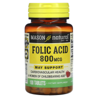 Mason Natural, Фолиевая кислота, 800 мкг, 100 таблеток