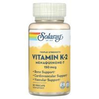 Solaray, Triple Strength Vitamin K-2 Menaquinone-7, 150 mcg, 30 VegCaps