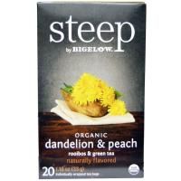 Bigelow, Steep, Organic Dandelion & Peach, Rooibos & Green Tea, 20 Tea Bags, 1.18 oz (33 g)