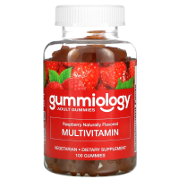 Gummiology, Мега-мультивитамины для взрослых в жевательных таблетках, с натуральным вкусом малины, 100 вегетарианских жевательных таблеток