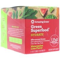 Amazing Grass, Green Superfood, Effervescent Greens Hydrate, Watermelon Lime Flavor, 6 Tubes, 10 Tablets Each