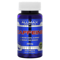 ALLMAX Nutrition, 100% чистый кофеин + легко разрезать таблетку пополам, 200 мг, 100 таблеток