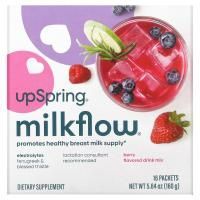 UpSpring, MilkFlow, Fenugreek & Blessed Thistle Supplement Drink, Berry , 16 Packets, (10 g) Each
