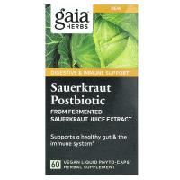 Gaia Herbs, постбиотик из квашеной капусты, 60 веганских капсул с фитокапсулами