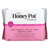 The Honey Pot Company, Organic Regular Non-Herbal Pads With Wings, 20 Count