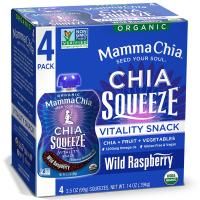 Mamma Chia, Органический сок чиа, энергетическая закуска, малина, 4 бутылки, 3,5 унций (99 г).