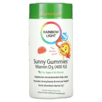 Rainbow Light, Sunny Gummies, витамин D3, терпки мандарин и апельсин, 400 МЕ, 60 жевательных пастилок