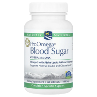 Nordic Naturals, "ПроОмега для уровня глюкозы в крови", пищевая добавка с омега-3 для поддержания уровня глюкозы в крови, 1000 мг, 60 мягких желатиновых капсул с жидкостью