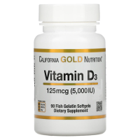 California Gold Nutrition, Витамин D3, 5000 МЕ, 90 рыбных желатиновых капсул