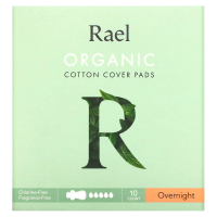 Rael, Organic Cotton Cover Pads, Overnight, 10 Count